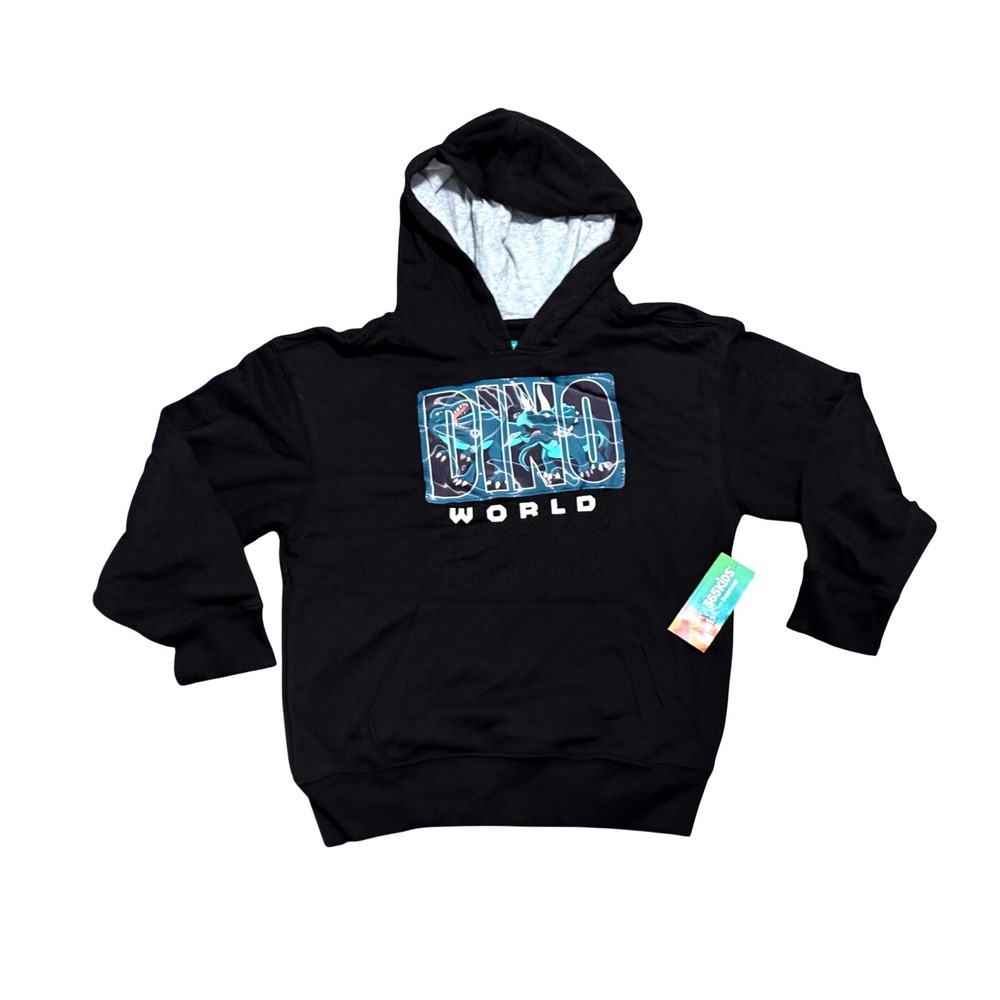 365 Kids  Garanimals Boys Black Dino World Hoodie Graphic Sweatshirt  Sz 10 NWT